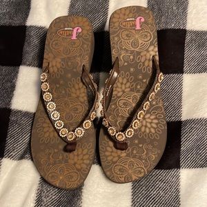 Bedazzled Justin Boot Flip-flop Wedges